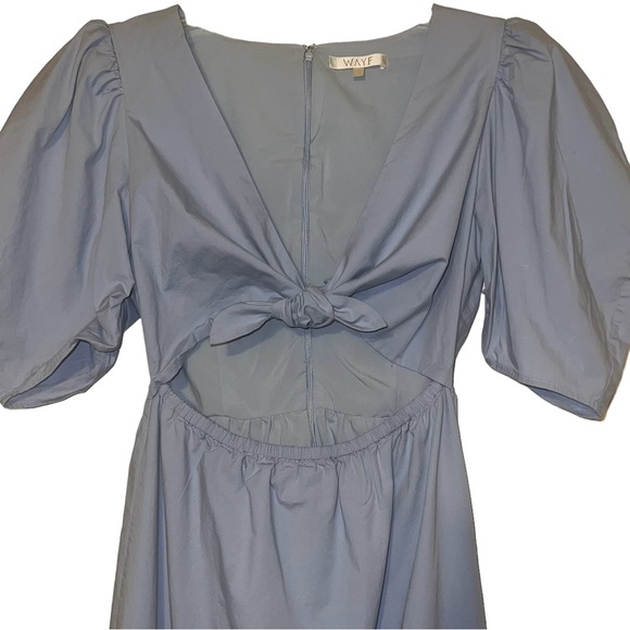WAYF Dusty Blue Peggy Twist Cut-Out Midi Dress Sz M - Picture 3 of 11